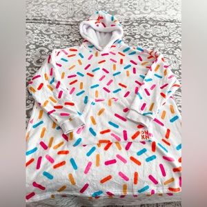 Dunkin’ Blanket Hoodie | White with Sprinkles | Blanket Pullover | Unisex